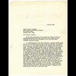 Letter from Walter Musgrave to Captain Paul J. Sullivan concerning day-time gangs and cabs