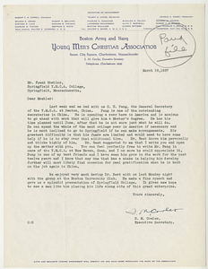 Letter from S. M. Cowles to Frank M. Mohler (March 18, 1937)