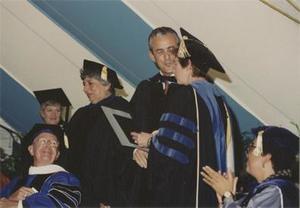 Leon A. Gorman on the Commencement Stage.