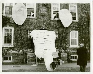 Elephant structure outside Everett Hall on Father's Weekend 1965.