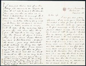 Letter from Luther Bruen, Camp in Tompkins Square, NY to Augusta Bruen, 1863 August 27