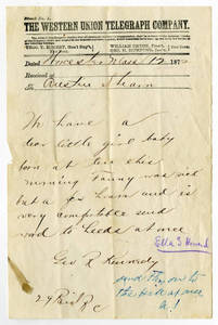 Letters by George R. Kennedy, Mother Howard, Will Howard, "Fannie," and E.B. Tower.