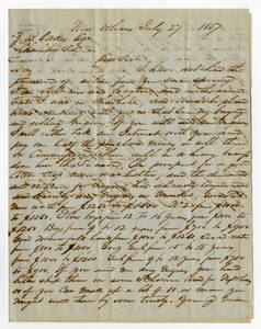 Letter by James H. Bryan, New Orleans, to Ziba Oakes