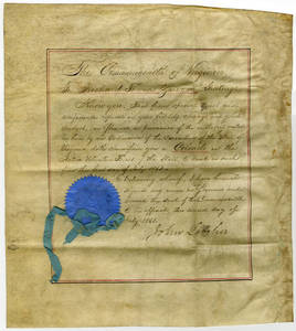 Appointment of Richard Thomas Zarvona as Colonel of the Virginia Active Volunteer Forces by John Letcher