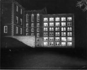 The 1956 Stetson Library addition at night