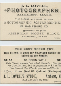 Coupon from Lovell’s Amherst Picture Gallery