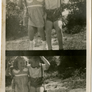 Patrick E. Bowe Nursery School - Students from 1935 - 1938 - A girl and a boy share a swing