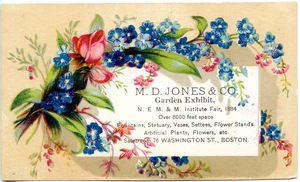 M. D. Jones & Co. garden exhibit, N. E. M. & M. Institute Fair, 1884