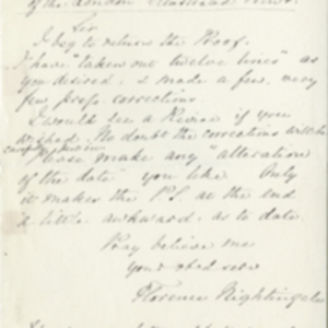 Letter from Florence Nightingale to the editor of the Illustrated London News and transcript