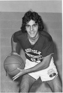 Suffolk University men's basketball player George Kalogeris, 1977