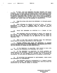 Report from James S. Reynolds, Chief, Terrorism and Violent Crime Section, Criminal Division outlining questions and answers regarding investigation of those on trial for Jesuit murders. Page one is not included in the document, 24 December 1991