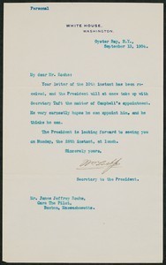 Letter, September 14, 1904, Theodore Roosevelt to James Jeffrey Roche