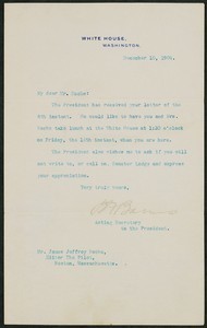 Letter, December 10, 1904, Theodore Roosevelt to James Jeffrey Roche
