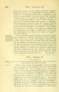 1785 Chap. 0019 An Act For Reviving And Continuing Sundry Laws That Are Expired And Near Expiring.