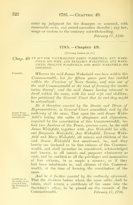 1785 Chap. 0049 An Act For Naturalizing James Wakefield, Ann Wakefield, His Wife, And Benjamin Wakefield, Ann Wakefield, Terence Wakefield, And Mary Wakefield, His Children.