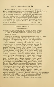 1788 Chap. 0021 An Act For Incorporating A Number Of The Inhabitants Of The Town Of Groton, In The County Of Middlesex, Of The Presbyterian Denomination, Into A Seperate Parish.