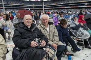 Canon Bernard Magee, former PP Loughinisland, Co Down, who was shot in the 1970s and still has the bullet in his brain at the 2012 50th Eucharistic Congress, Final Day Ceremony, 17th June, at Croke Park GAA Stadium, Dublin
