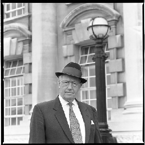 Sir Donald Murray, retired judge for the Supreme Court of Northern Ireland. Shots taken outside Belfast Central Court House. Portraits showing architecture