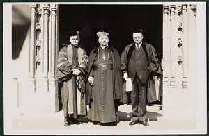 Left to right: Fr. Louis J. Gallagher, Cardinal O'Connell, Martin Conboy -- Speakers at Commencement