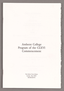Amherst College Commencement program, 1987 May 24