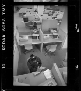 Photographs of students in the media center in Robert Frost Library, October 1995