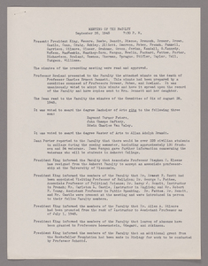Amherst College faculty meeting minutes and Committe of Six meeting minutes 1945/1946