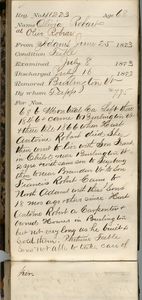 Tewksbury Almshouse Intake Record: Robart, Olivia