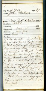 Tewksbury Almshouse Intake Record: Andrews, John