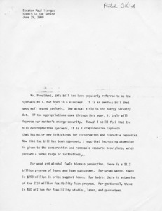 Senator Paul E. Tsongas' speech to the Senate on the Energy Security Act
