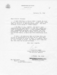 Letter from Princeton Lyman to Paul E. Tsongas