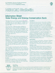NSHCIC Bulletin: Information Sheet, Solar Energy and Energy Conservation Bank
