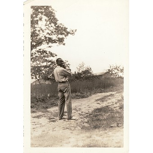 Reverend Laymon Hunter prepares to take a photograph