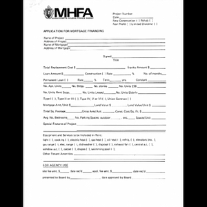 Application for mortgage financing.