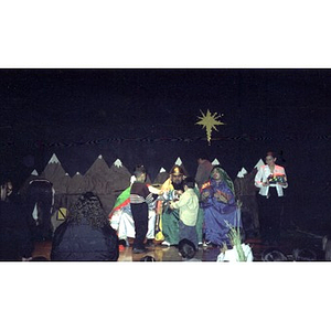 Three men dressed as the Three Kings on stage at the Jorge Hernandez Cultural Center.