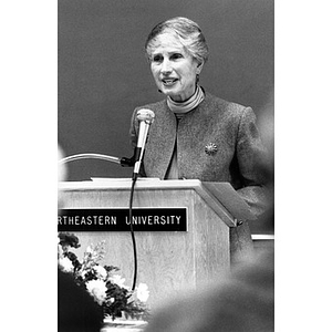 Eva Fleischner speaks at annual Holocaust Remembrance Breakfast (NU Edition), 1990.
