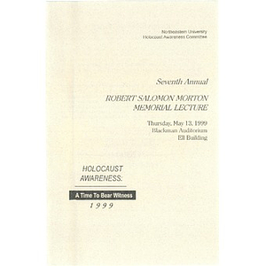 Robert Salomon Morton Memorial Lecture program, 1999.