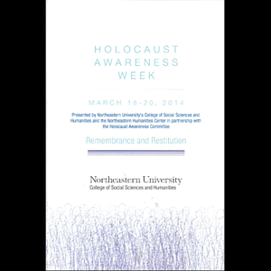 Holocaust Awareness Week program, 2014.