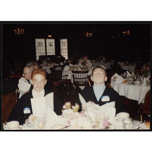 Jason Gallagher, on the right, seated with an unidentified boy at the "Recognition Dinner at Harvard Club"