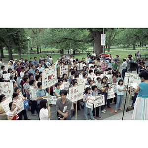 Marchers at a garment workers demonstration