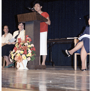 Suzanne Lee speaks at Roxbury Community College's commencement ceremony