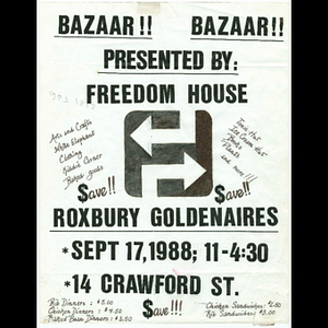 Flier for Roxbury Goldenaires bazaar