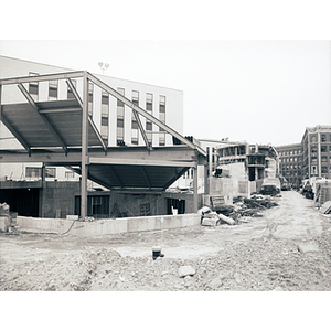 Exterior shots of Kariotis Hall during construction