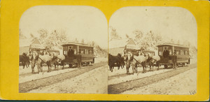 Stereograph of Route 27, Metropolitan Railroad, Roxbury to Boston Line
