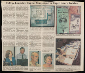 "College Launches Capital Campaign For Cape History Archives," unknown newspaper