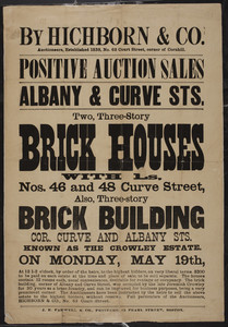 Hichborn & Co., auctioneers, estate sale at Albany & Curve Streets