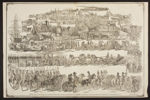 Splendid panoramic view of the Grand Procession of the military, and arts, trades, societies, and professions on the occasion of the Great Railroad Jubilee