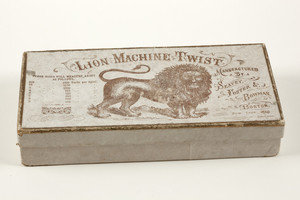 Box for Lion Machine Twist thread, manufactured by Seavey, Foster & Bowman, Boston, New York and Chicago, undated