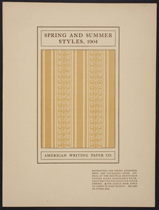 Herculean Covers, spring and summer styles, American Writing Paper Co., Holyoke, Mass., 1904