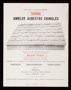 Tapered Ambler Asbestos Shingles, Asbestos Shingle, Slate & Sheathing Company, Ambler, Pennsylvania
