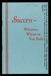 Success, wherever, whenever you build, catalog c, Wm. C. McConnell Co., Erie and Albany Streets, Cambridge, Mass.